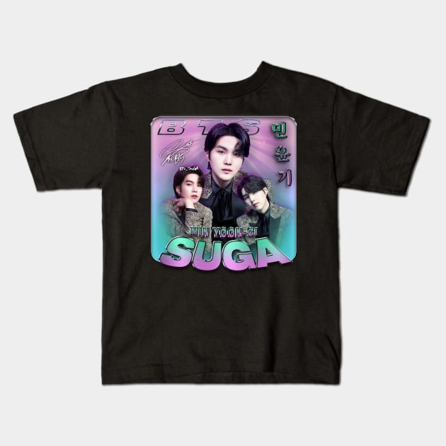 BTS SUGA BOOTLEG T-SHIRT Kids T-Shirt by Vinsgraphic 